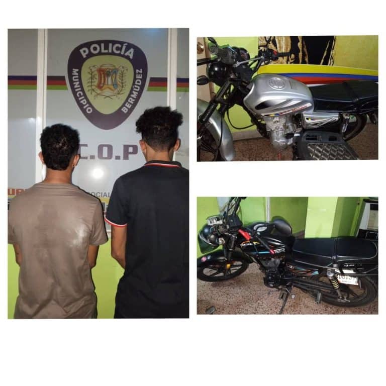La Policía Municipal de Carúpano logra la rápida recuperación de una moto robada y la captura de los responsables