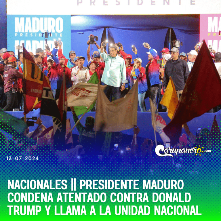 Presidente Maduro condena atentado contra Donald Trump y llama a la unidad nacional