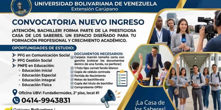 UBV Carúpano inicia inscripciones: Oportunidad de formación para el desarrollo local