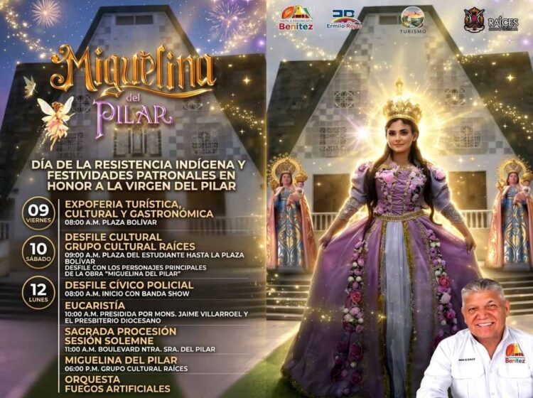 La administración municipal de Benítez anunció la agenda oficial para las Festividades Patronales El Pilar 2026 y la conmemoración del Día de la Resistencia Indígena. Los eventos se llevarán a cabo los días 9, 10 y 12 de octubre, ofreciendo a la población local y de zonas adyacentes una programación que combinará fe, historia y esparcimiento.
